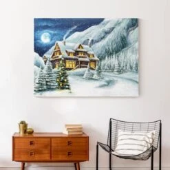 Cabin In The Mountains 40x30 Canvas Wall Art 12 Cabin In The Mountains 40x30 Canvas Wall Art -Michaels X-Mas Decor D518102S 4