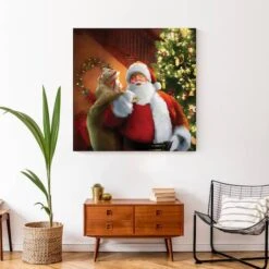 Santa Gets Ready 36x36 Canvas Wall Art -Michaels X-Mas Decor D518105S 4