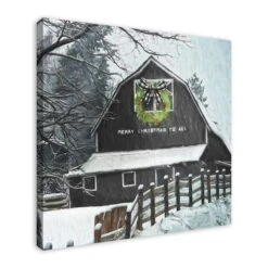Black Barn With Wreath 36x36 Canvas Wall Art -Michaels X-Mas Decor D518107S 2
