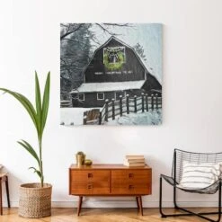 Black Barn With Wreath 36x36 Canvas Wall Art -Michaels X-Mas Decor D518107S 4