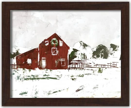 Christmas Snow On The Farm Walnut Framed Print Under Plexiglass 4 Christmas Snow On The Farm Walnut Framed Print Under Plexiglass - Image 2