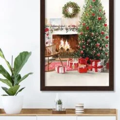 Christmas Morning Walnut Framed Print Under Plexiglass -Michaels X-Mas Decor D518113S 3
