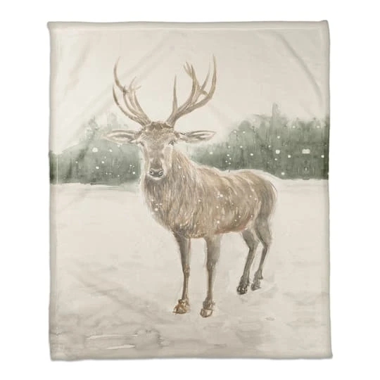 Winter Deer 50x60 Coral Fleece Blanket 3 Winter Deer 50x60 Coral Fleece Blanket