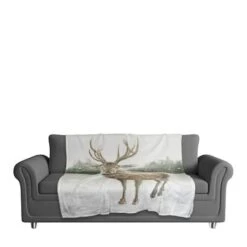 Winter Deer 50x60 Coral Fleece Blanket 9 Winter Deer 50x60 Coral Fleece Blanket -Michaels X-Mas Decor D518116S 3