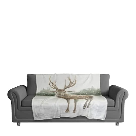Winter Deer 50x60 Coral Fleece Blanket 6 Winter Deer 50x60 Coral Fleece Blanket - Image 4
