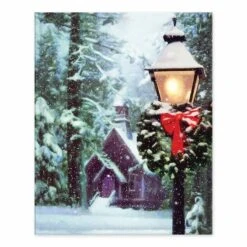 Snowy Christmas Church Tabletop Canvas -Michaels X-Mas Decor D518118S 1 1