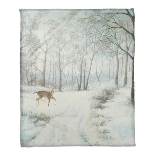 Doe Walking In The Snow 50x60 Coral Fleece Blanket 3 Doe Walking In The Snow 50x60 Coral Fleece Blanket