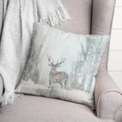 Deer In Winter 18x18 Throw Pillow -Michaels X-Mas Decor D518126S 2