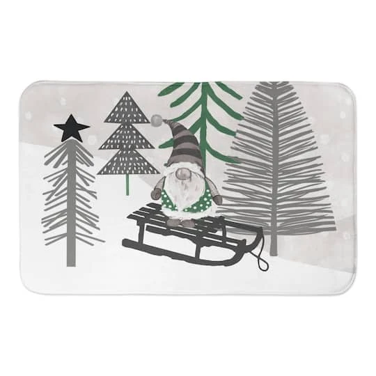 Designs Direct Sledding Gnome Bath Mat, 34" X 21" 3 Designs Direct Sledding Gnome Bath Mat, 34" X 21"