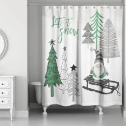 Let It Snow Tree Gnome Shower Curtain -Michaels X-Mas Decor D518165S 2