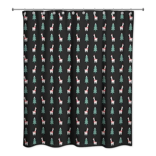 Holiday Llama Pattern Shower Curtain 3 Holiday Llama Pattern Shower Curtain