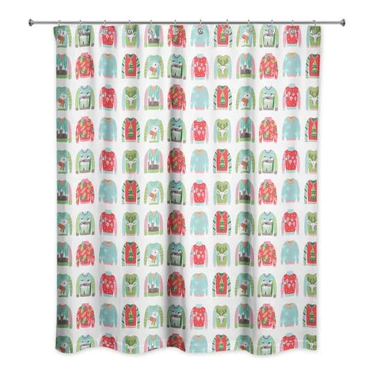 Ugly Sweater Pattern Shower Curtain 4 Ugly Sweater Pattern Shower Curtain - Image 2