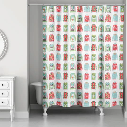 Ugly Sweater Pattern Shower Curtain 5 Ugly Sweater Pattern Shower Curtain - Image 3