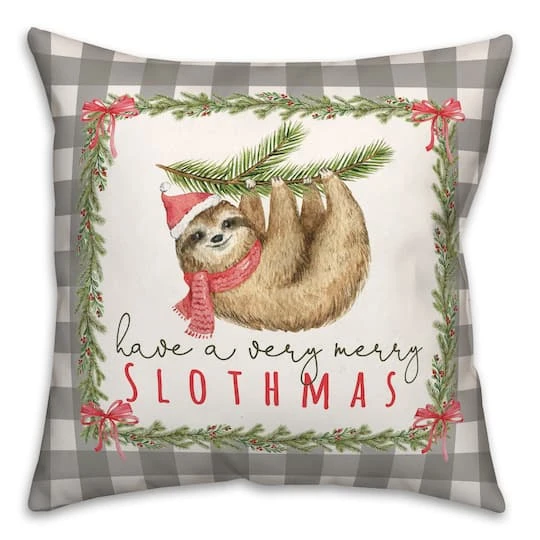 Merry Slothmas 18x18 Throw Pillow 3 Merry Slothmas 18x18 Throw Pillow