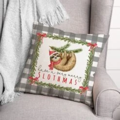 Merry Slothmas 18x18 Throw Pillow 7 Merry Slothmas 18x18 Throw Pillow -Michaels X-Mas Decor D518173S 2