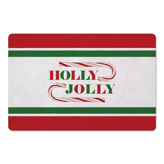 Holly Jolly Candycane Green Red 27x18 Floor Mat 4 Holly Jolly Candycane Green Red 27x18 Floor Mat - Image 2