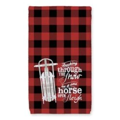 Open Sleigh Buffalo Print Tea Towels - Set Of 2 10 Open Sleigh Buffalo Print Tea Towels - Set Of 2 -Michaels X-Mas Decor D518201S 2