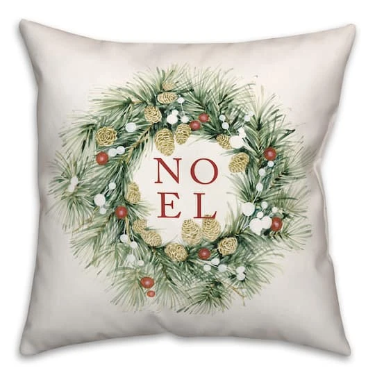 Noel Wreath 18x18 Throw Pillow 4 Noel Wreath 18x18 Throw Pillow - Image 2