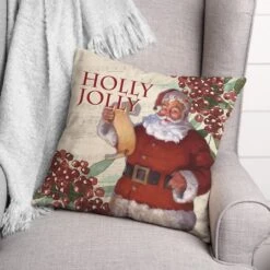 Holly Jolly Santa 18x18 Throw Pillow -Michaels X-Mas Decor D518215S 2