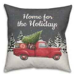 Home Holidays Truck 18x18 Throw Pillow