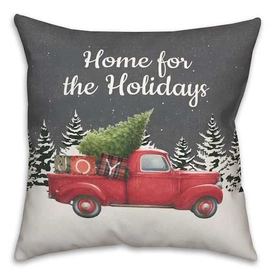 Home Holidays Truck 18x18 Throw Pillow 3 Home Holidays Truck 18x18 Throw Pillow