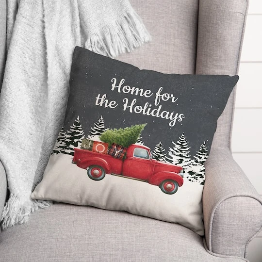 Home Holidays Truck 18x18 Throw Pillow 5 Home Holidays Truck 18x18 Throw Pillow - Image 3