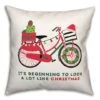 Christmas Bike Throw Pillow