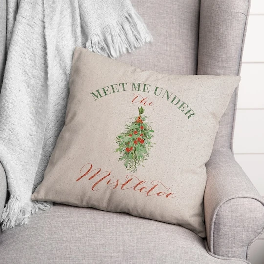Meet Under Mistletoe 18x18 Throw Pillow 4 Meet Under Mistletoe 18x18 Throw Pillow - Image 2