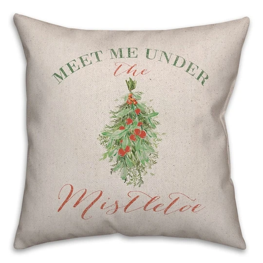 Meet Under Mistletoe 18x18 Throw Pillow 5 Meet Under Mistletoe 18x18 Throw Pillow - Image 3