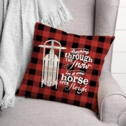 One Horse Open Sleigh 18x18 Throw Pillow