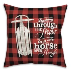 One Horse Open Sleigh 18x18 Throw Pillow -Michaels X-Mas Decor D518228S 2