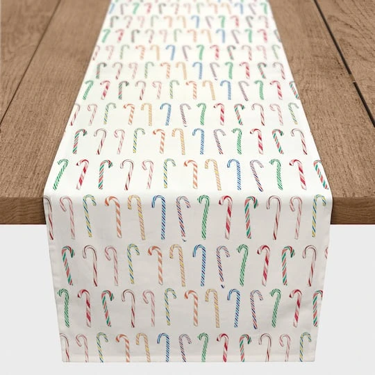 Candy Cane Pattern 16x72 Poly Twill Table Runner 5 Candy Cane Pattern 16x72 Poly Twill Table Runner - Image 3