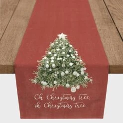 72" Oh Christmas Tree On Red Table Runner -Michaels X-Mas Decor D518246S 2 1