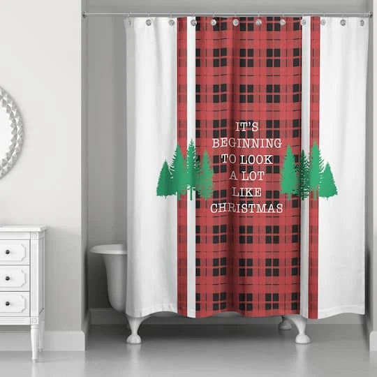 Designs Direct Beginning To Look Like Christmas 71" X 74" Shower Curtain 3 Designs Direct Beginning To Look Like Christmas 71" X 74" Shower Curtain