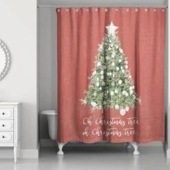 Designs Direct Oh Christmas Tree On Red 71" X 74" Shower Curtain -Michaels X-Mas Decor D518267S 1 1