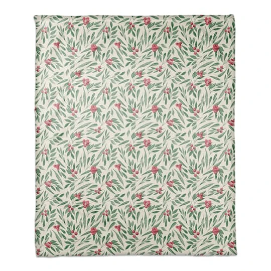 Holly Berries 50x60 Coral Fleece Blanket 3 Holly Berries 50x60 Coral Fleece Blanket