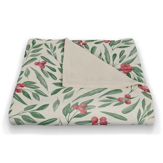 Holly Berries 50x60 Coral Fleece Blanket 5 Holly Berries 50x60 Coral Fleece Blanket - Image 3