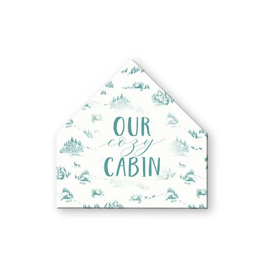 Snowy Town Pattern Teal Cozy Cabin 17x17 House Shaped Canvas 4 Snowy Town Pattern Teal Cozy Cabin 17x17 House Shaped Canvas - Image 2