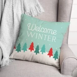 Welcome Winter Retro Forest 18x18 Throw Pillow -Michaels X-Mas Decor D518359S 2