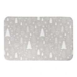 Designs Direct Winter Tree Soft Gray Bath Mat, 34" X 21"