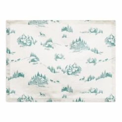Snowy Town Teal 18x14 Poly Twill Placemat