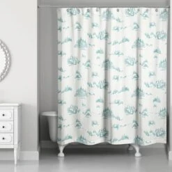 Snowy Town Teal Shower Curtain -Michaels X-Mas Decor D518382S 2