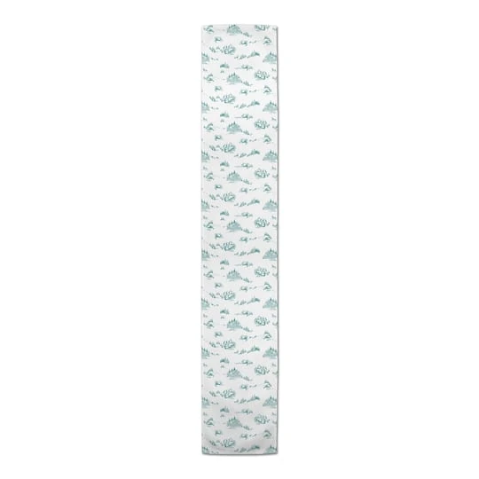 Snowy Town Teal 16x72 Poly Twill Table Runner 6 Snowy Town Teal 16x72 Poly Twill Table Runner - Image 4
