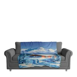 Arctic Nighttime Cabin 50x60 Coral Fleece Blanket -Michaels X-Mas Decor D518393S 3