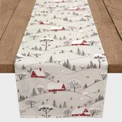 Snowy Village 16x90 Poly Twill Table Runner 8 Snowy Village 16x90 Poly Twill Table Runner -Michaels X-Mas Decor D518399S 2