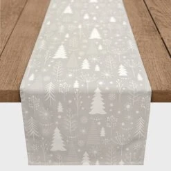Winter Tree Soft Gray 16x90 Poly Twill Table Runner 8 Winter Tree Soft Gray 16x90 Poly Twill Table Runner -Michaels X-Mas Decor D518405S 2