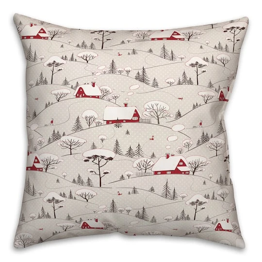 Snowy Village18x18 Throw Pillow 4 Snowy Village18x18 Throw Pillow - Image 2