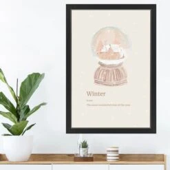 30" Snow Globe Winter Black Framed Print Wall Art -Michaels X-Mas Decor D518465S 2