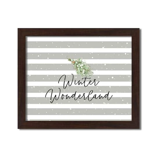 20" Winter Wonderland Gray Stripes Black Framed Print Wall Art 4 20" Winter Wonderland Gray Stripes Black Framed Print Wall Art - Image 2