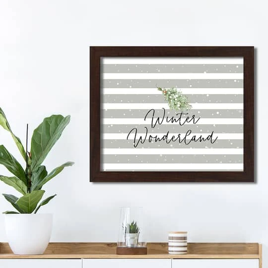 20" Winter Wonderland Gray Stripes Black Framed Print Wall Art 5 20" Winter Wonderland Gray Stripes Black Framed Print Wall Art - Image 3